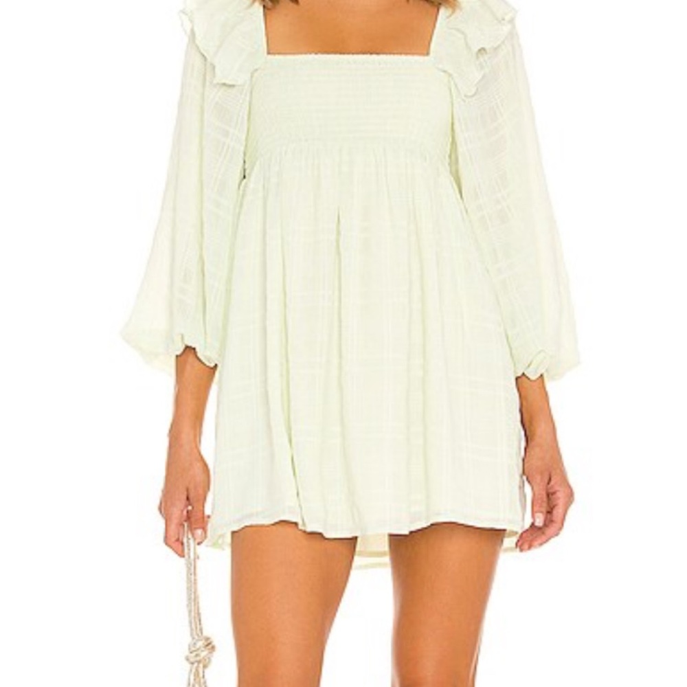 Tularosa Light Green Smocked Top